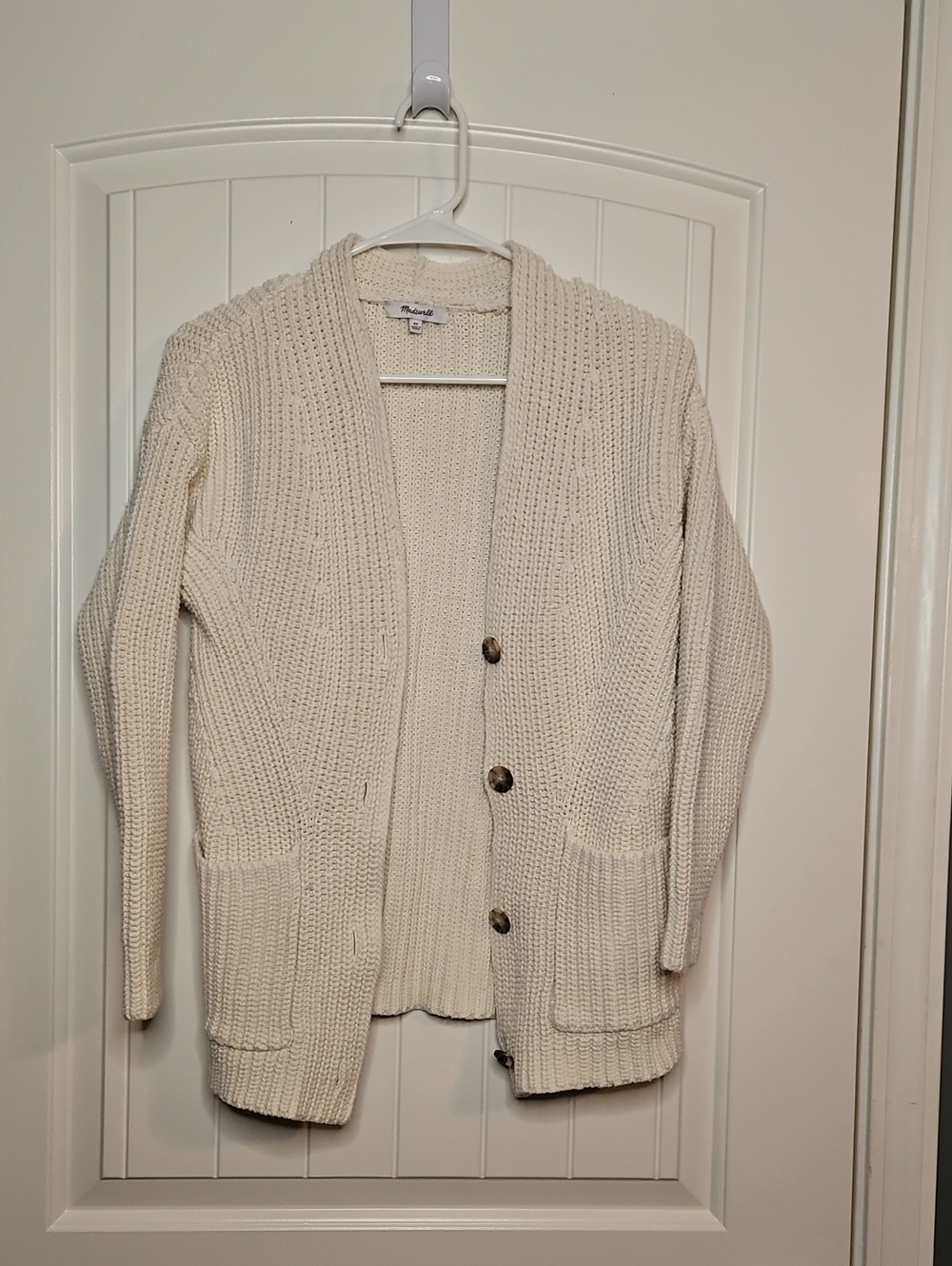 Madewell Ivory Chunky Knit Button Cardigan
